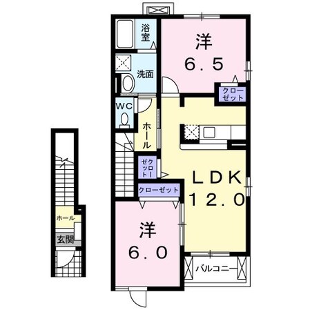 ピーチヒルＢ棟の物件間取画像